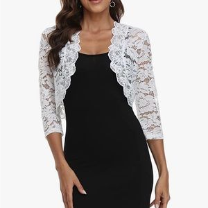 Lace 3/4 Sleeve Shrug Cropped Cardigan